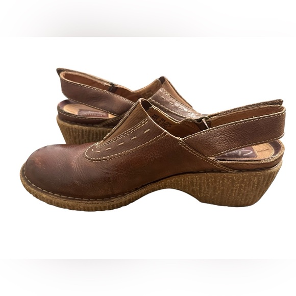 CLARKS Artisan Womens Size 8.5 Brown Leather Mule Round Toe Platform Sling - Picture 10 of 11